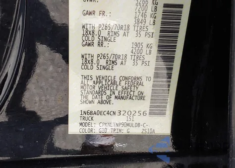 2012 Nissan Titan Sv from USA, damaged, VIN 1N6BA0EC4CN320256